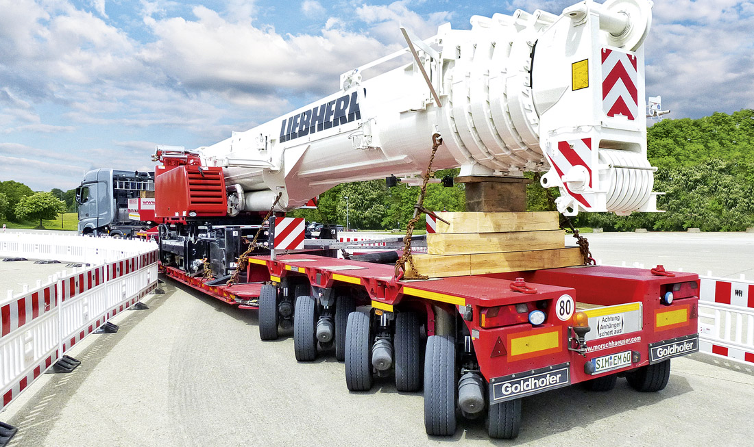 Перевозка крана Liebherr на полуприцепе Goldhofer STZ-VP 6 (2+4)