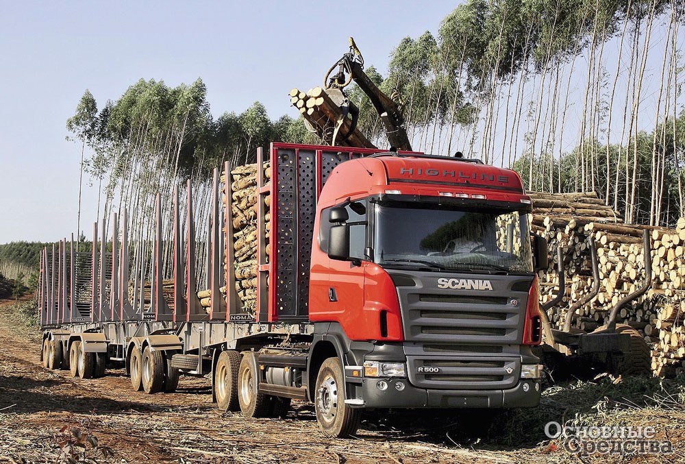 Многозвенный лесовозный автопоезд на шасси Scania