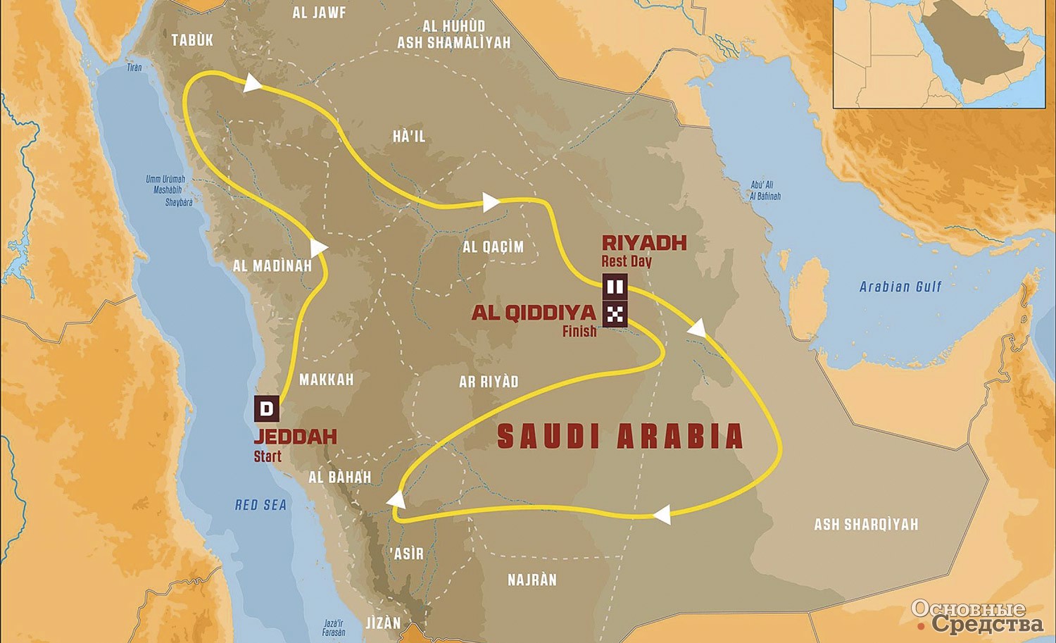 Маршрут ралли «Дакар-2020» по территории Саудовской Аравии