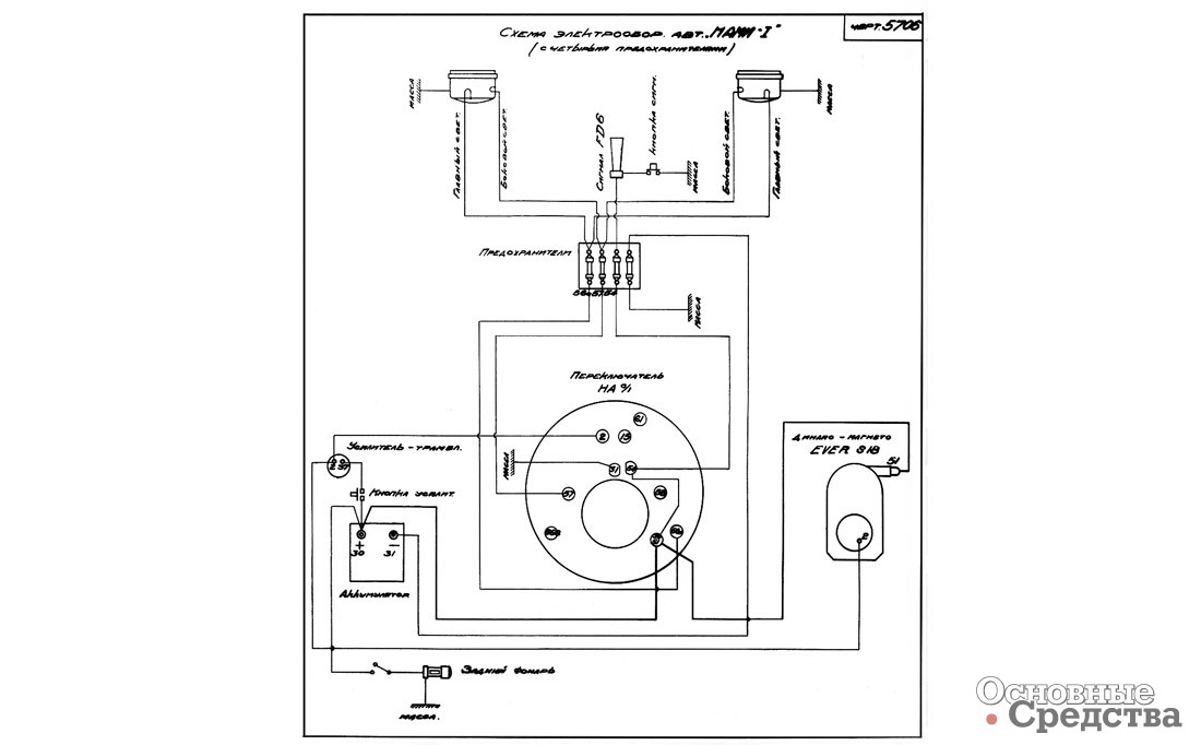 «Приложение 1». Схема электрооборудования автомобиля «НАМИ-1»