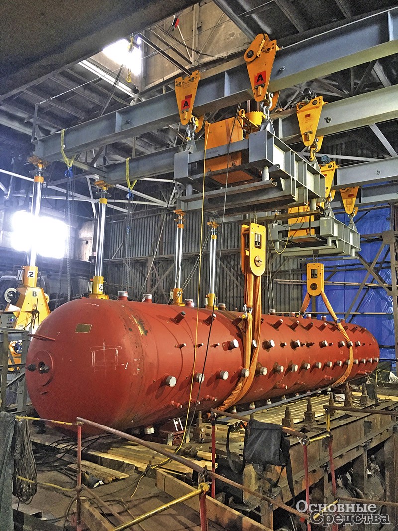 Подъем барабана массой 65 т на высоту 30 м на ТЭЦ