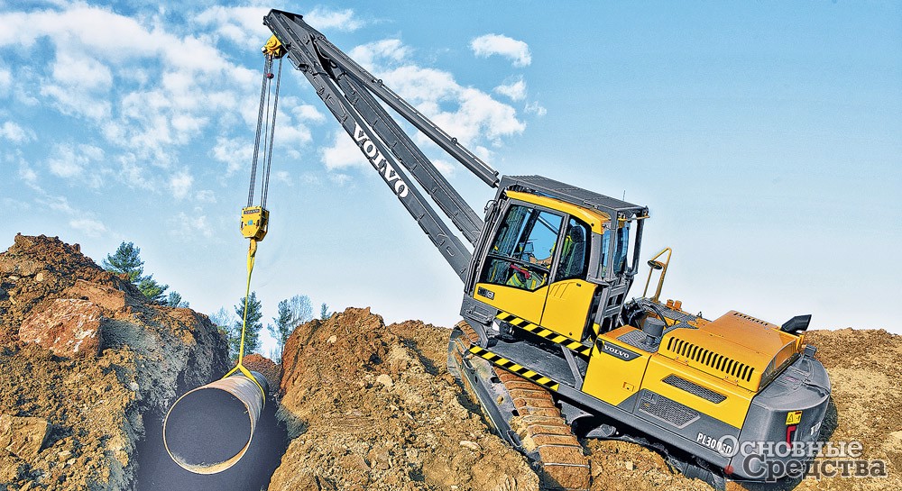 Трубоукладчик Volvo PL3005D отлично справляется с уклонами