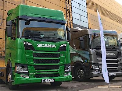 Scania предоставила 2 тягача на природном газе на тест-драйв на Петербургском Международном Газовом форуме 2018