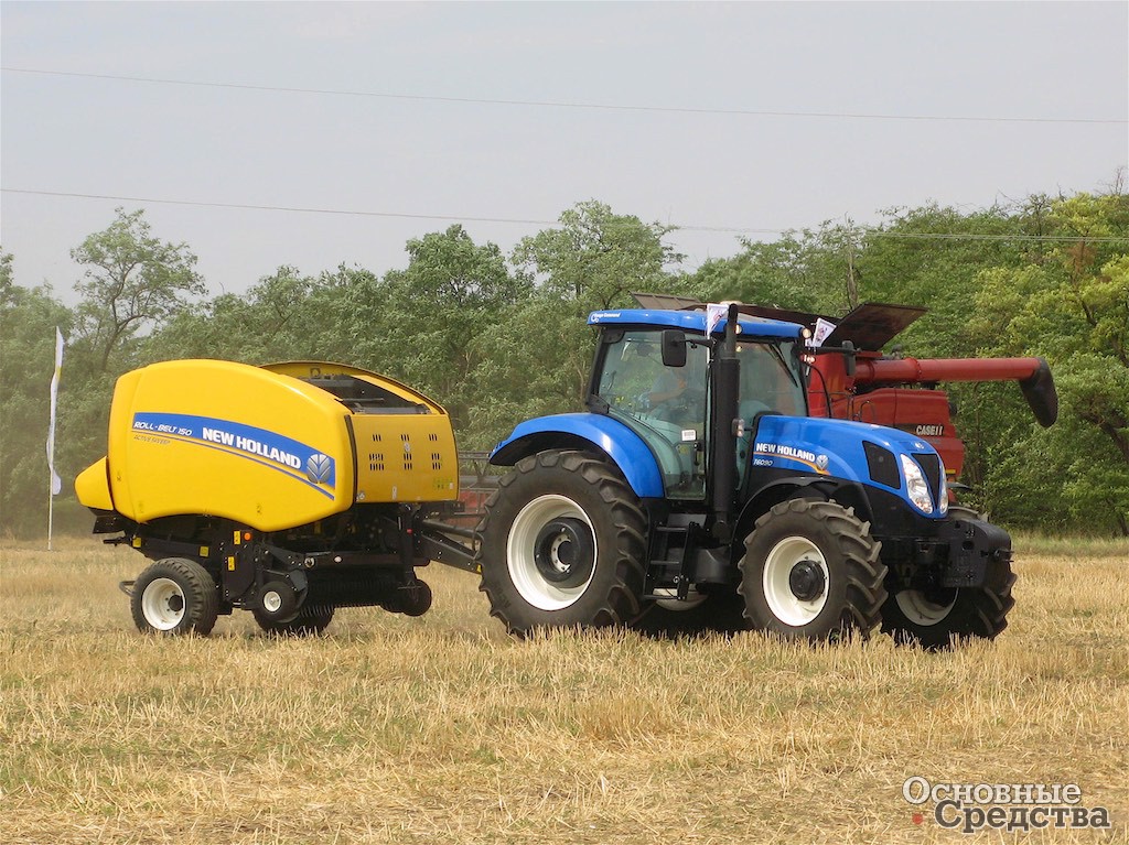 Трактор New Holland Т6090 с рулонным пресс-подборщиком Roll Belt 150