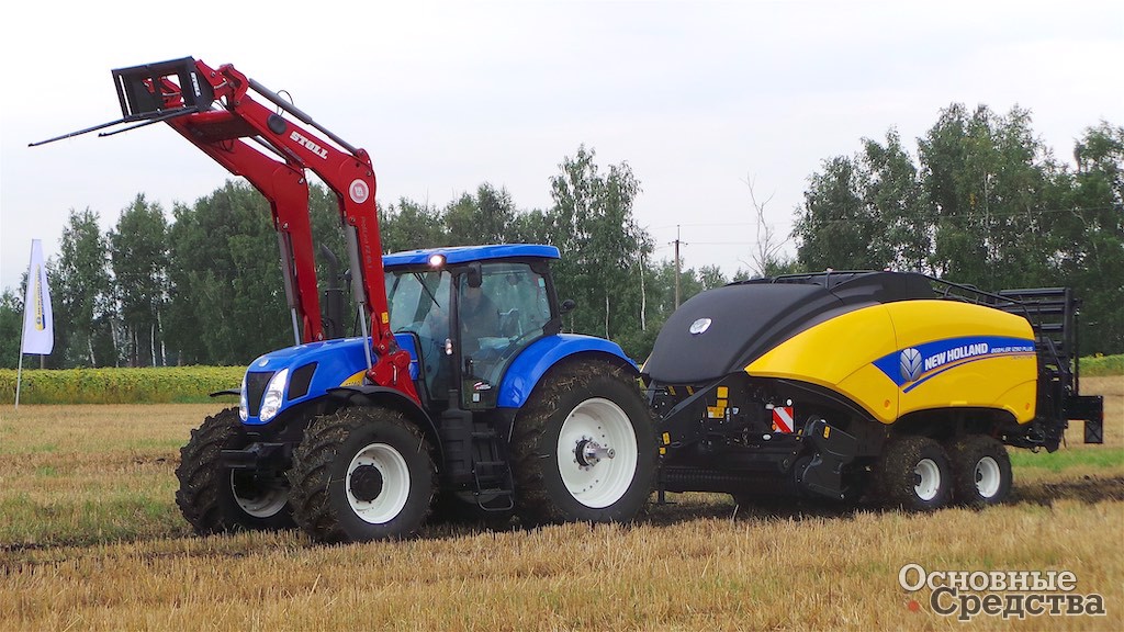 Трактор New Holland T7060 с фронтальным погрузчиком Stoll ProfiLine FZ60.1 и пресс-подборщиком New Holland Bigbaler 1290 Plus