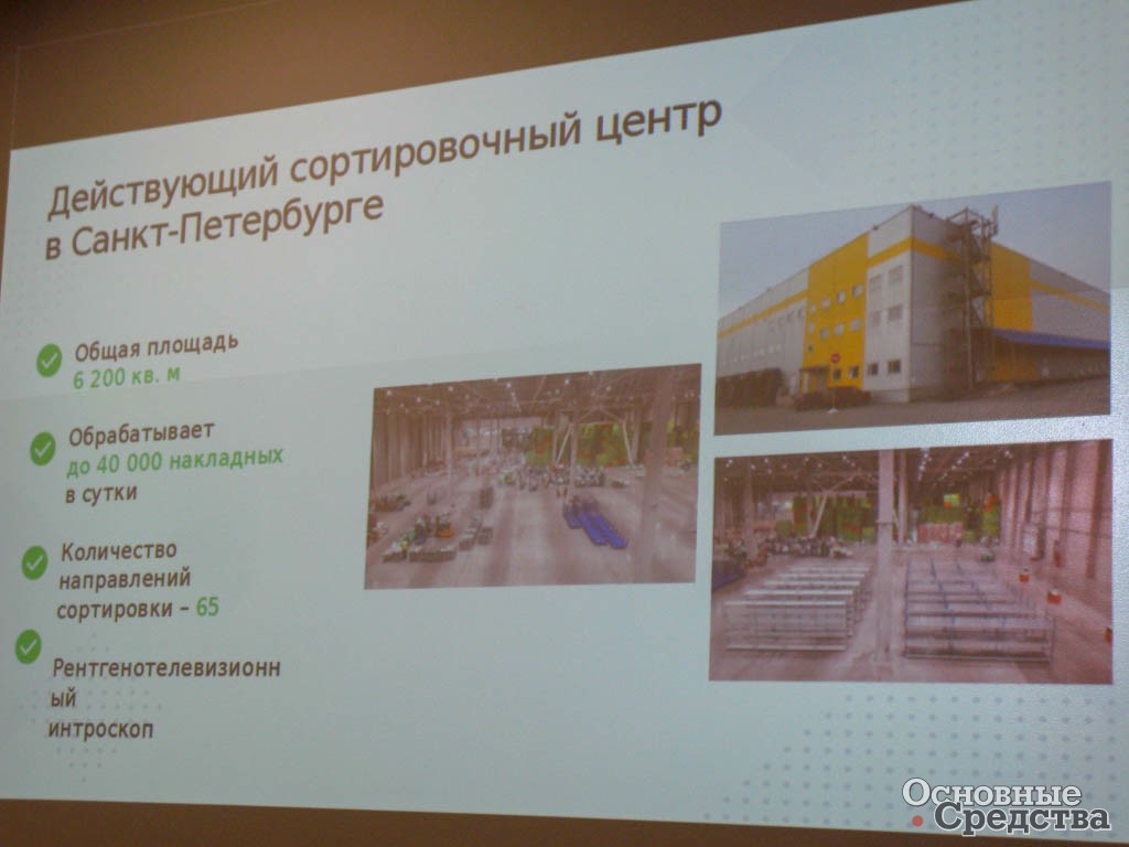 Параметры работы действующего сортировочного центра-склада в Санкт-Петербурге