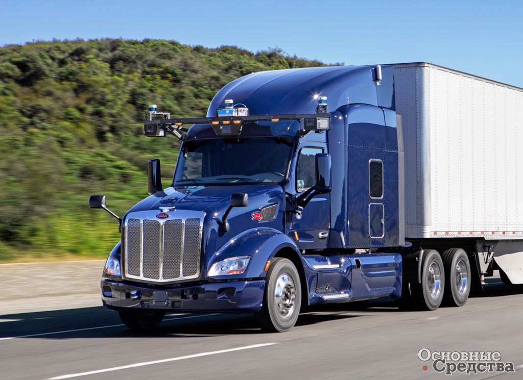 Тестовый грузовик Peterbilt 579 с системой автопилотирования Aurora